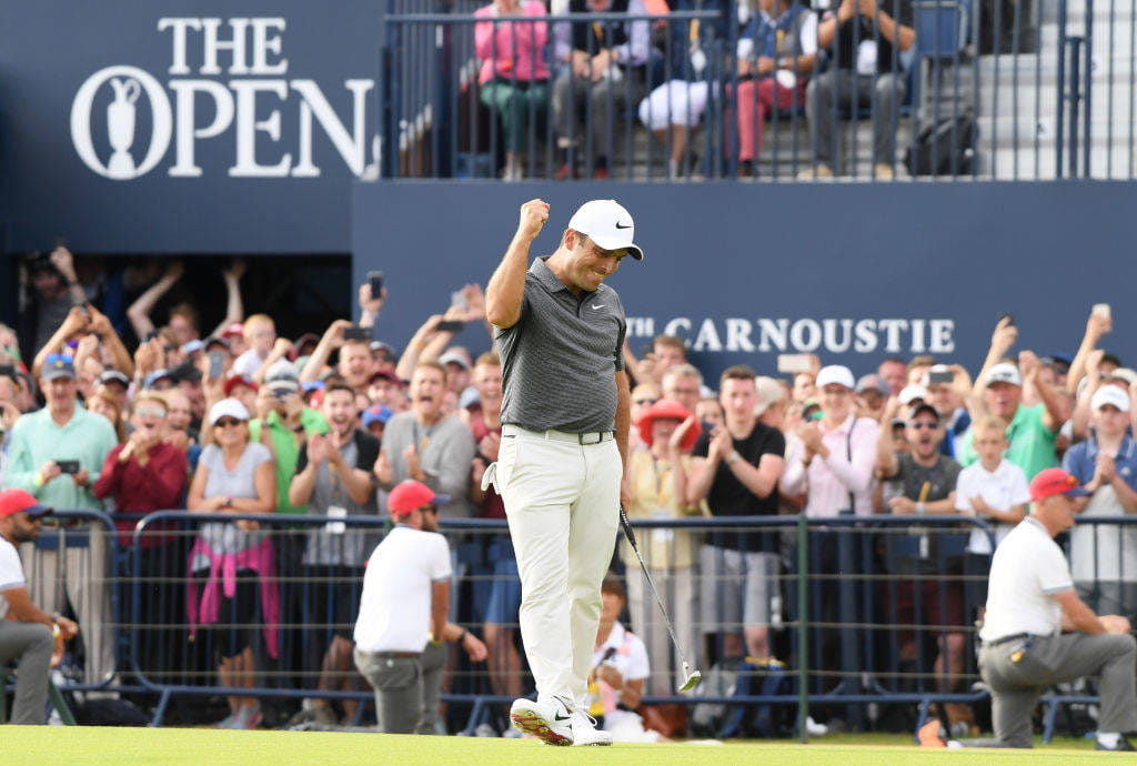 Francesco Molinari celebrates winning The 147th Open at Carnoustie